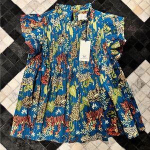 Printfresh Blue and Green Jungle Print Top